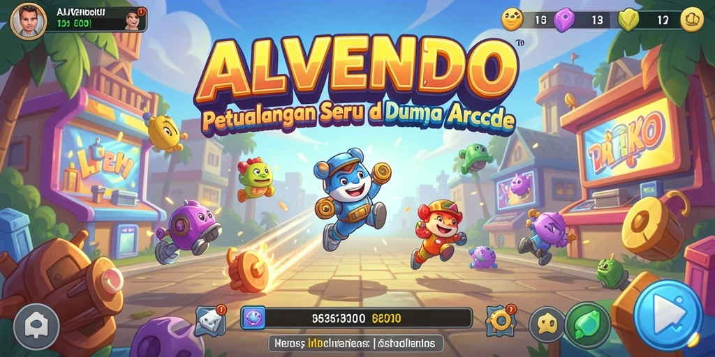 Tampilan antarmuka utama ALVENDO dengan fitur Arcade yang menarik.