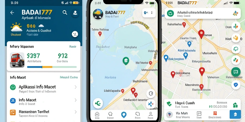 Tampilan utama BADAI777 menunjukkan informasi kemacetan terkini dan alternatif rute.