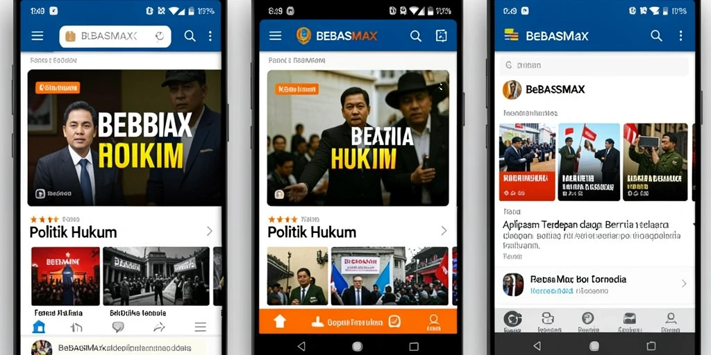 Screenshot BEBASMAX menampilkan antarmuka berita politik dan hukum.