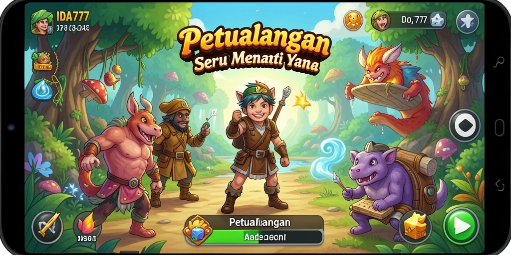 Antarmuka menarik dari IDA777 dengan suasana petualangan yang mendebarkan.
