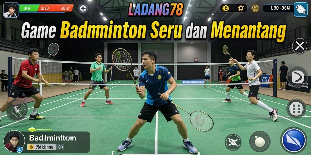Tampilan menarik dari antarmuka LADANG78 dengan fitur Badminton.