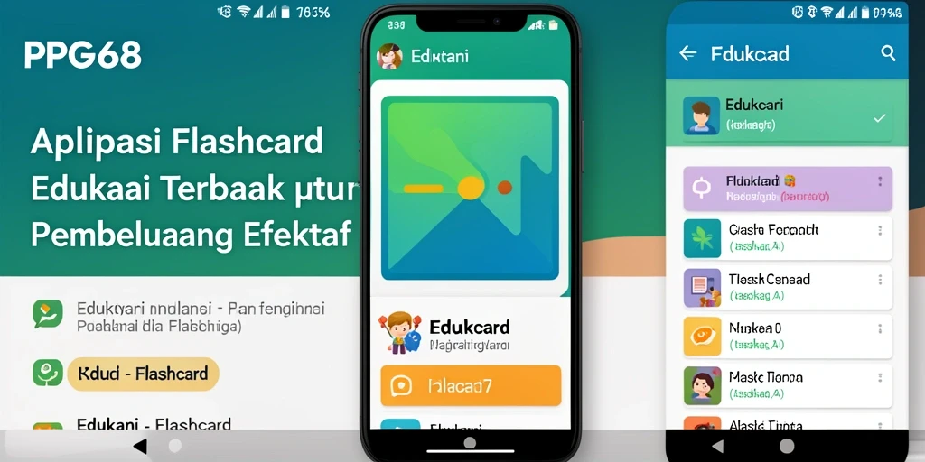 Tampilan antarmuka PGG68 yang ramah pengguna untuk belajar Flashcard.