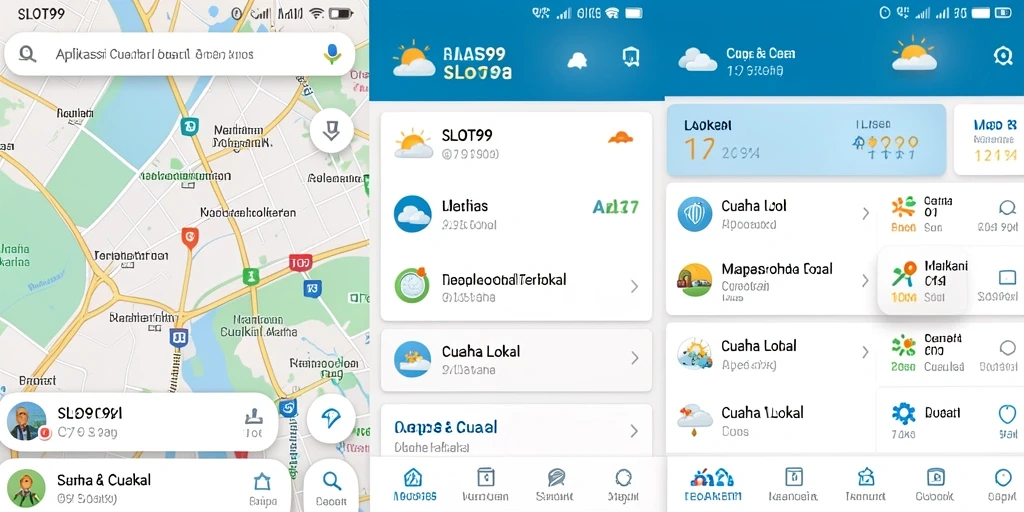 Antarmuka aplikasi SLOT99 yang menampilkan informasi cuaca lokal.